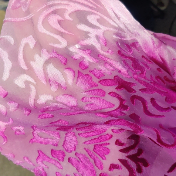 Pink silk hand dyed ombre burnout fringed kimono Boho-chic hippie - Picture 5 of 8